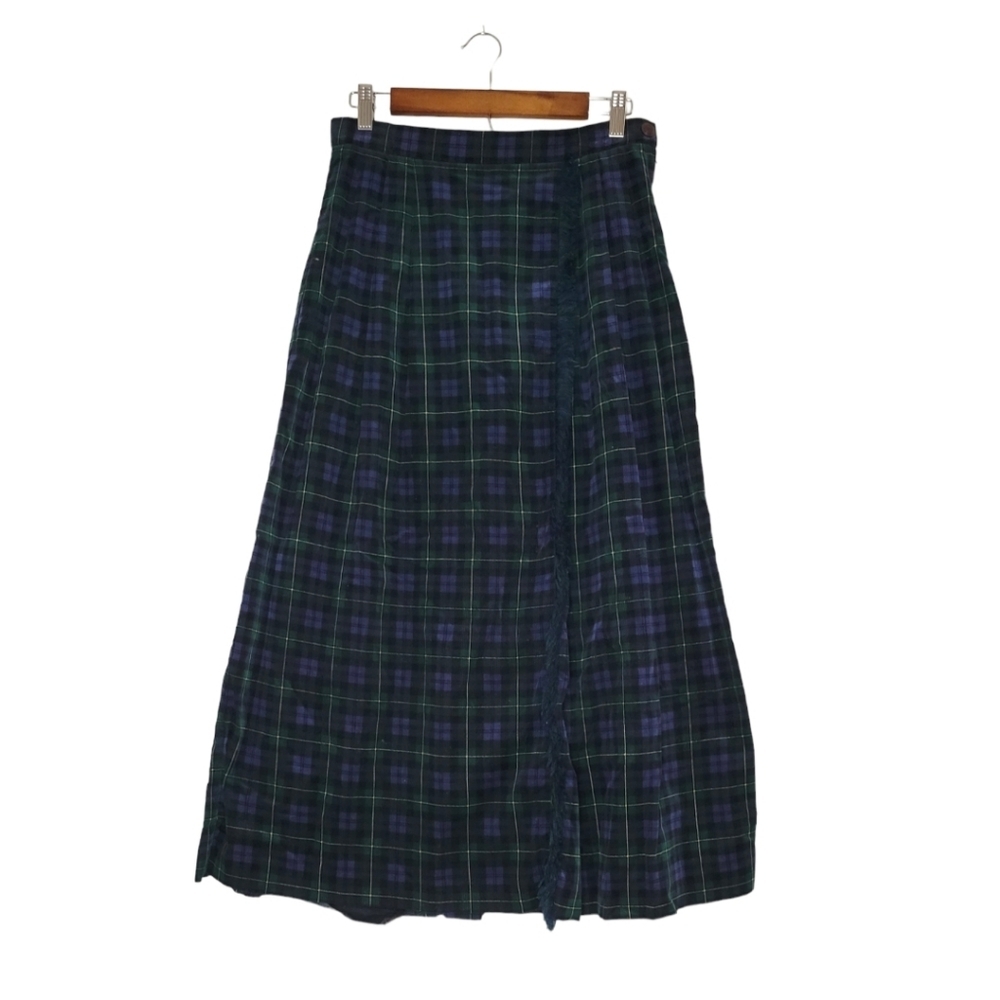 VTG Susan Bristol 100% Cotton Plaid Tartan Corduroy Pleated Skirt 8